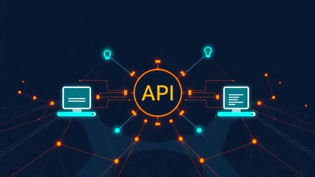Schematische Darstellung einer API-Integration zwischen verschiedenen Business-Tools