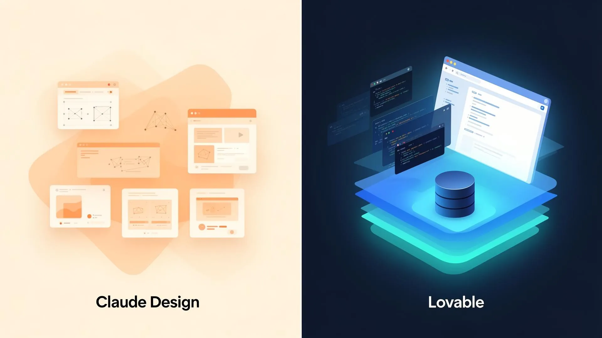 Vergleich zwischen Claude Design und Lovable als KI-gestützte Builder
