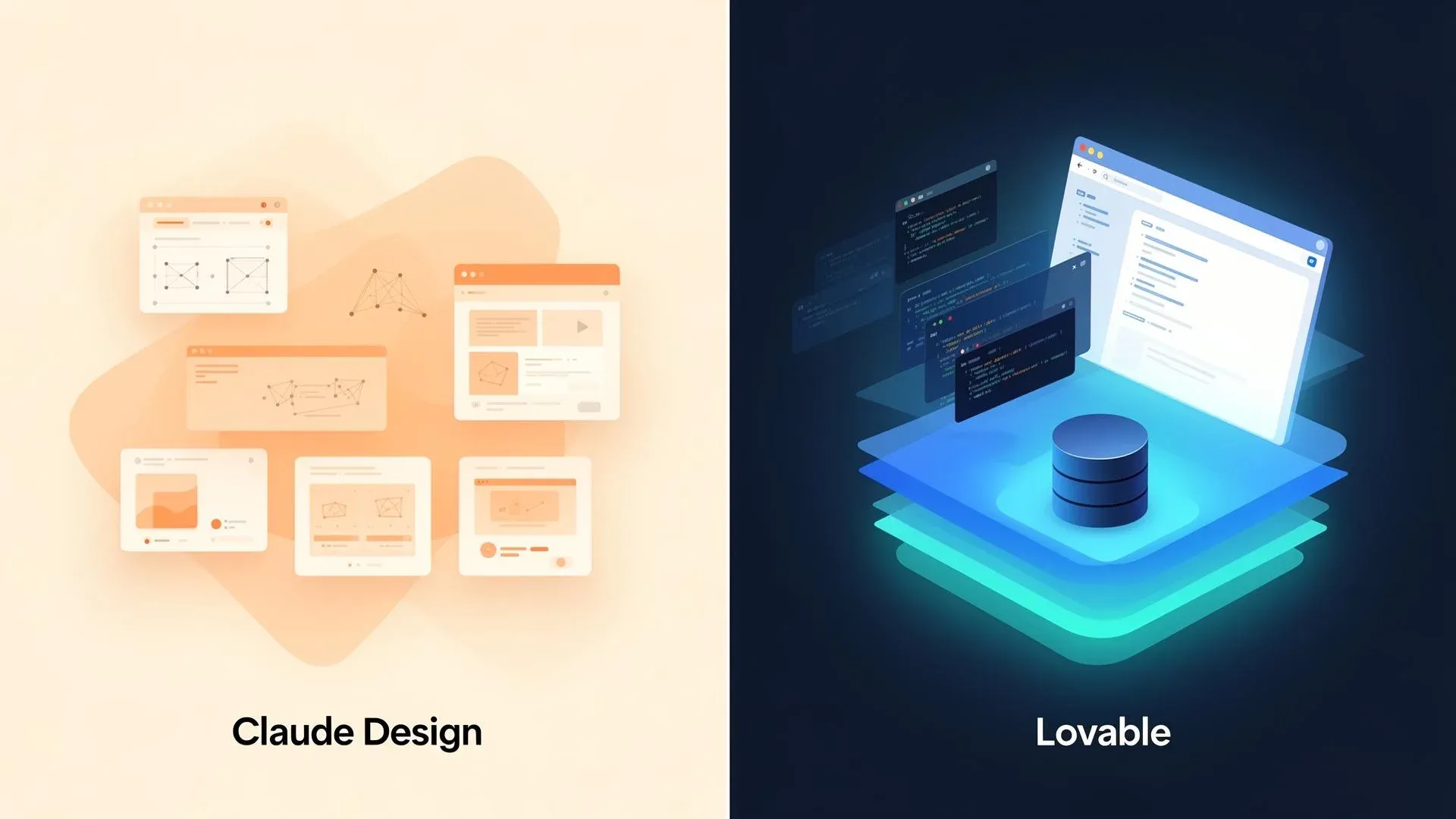 Vergleich zwischen Claude Design und Lovable als KI-gestützte Builder
