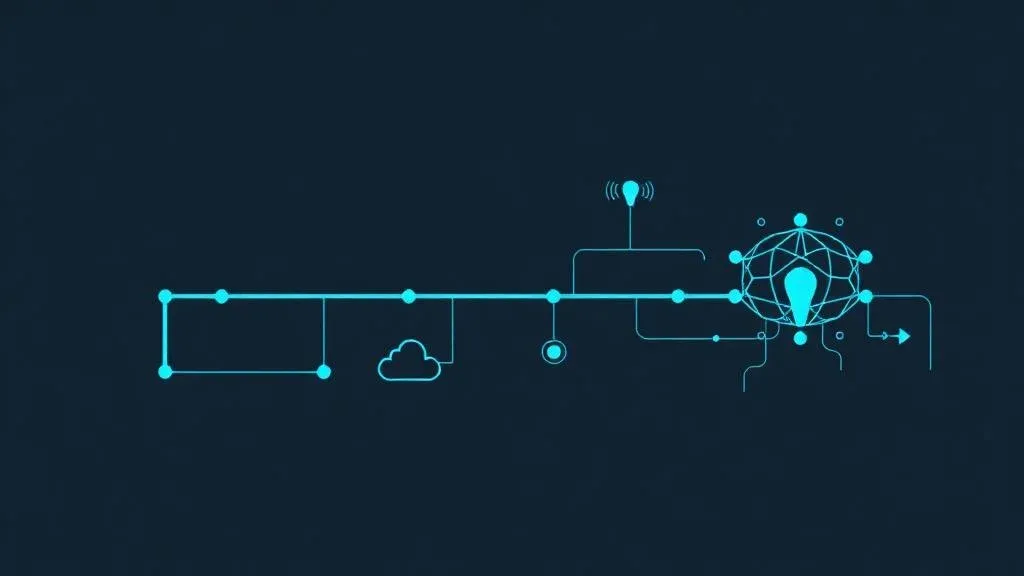 Abstract diagram of an automated CRM pipeline with AI nodes