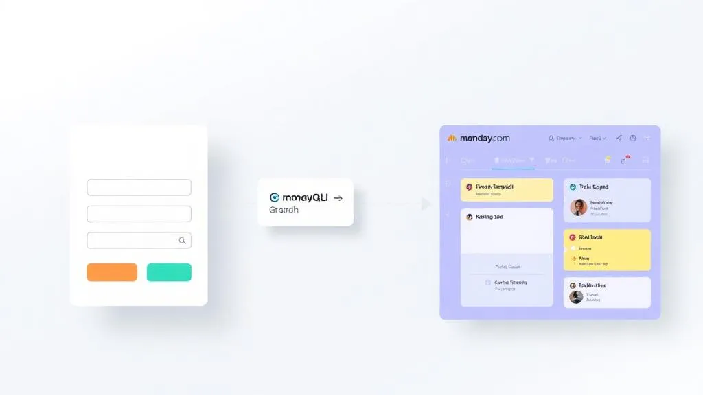 Web-Formular verbunden mit einem monday.com Board über GraphQL-Pfeil