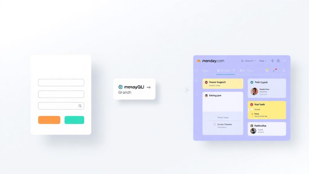 Web-Formular verbunden mit einem monday.com Board über GraphQL-Pfeil