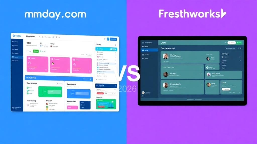 Vergleich Freshsales vs. monday CRM – zwei CRM-Oberflächen nebeneinander