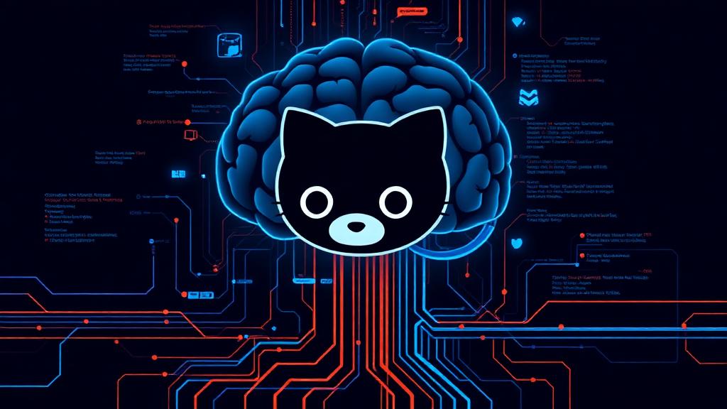 GitHub Copilot Logo verschmilzt mit KI-Datenpipeline – symbolisch für Trainingsdaten-Nutzung