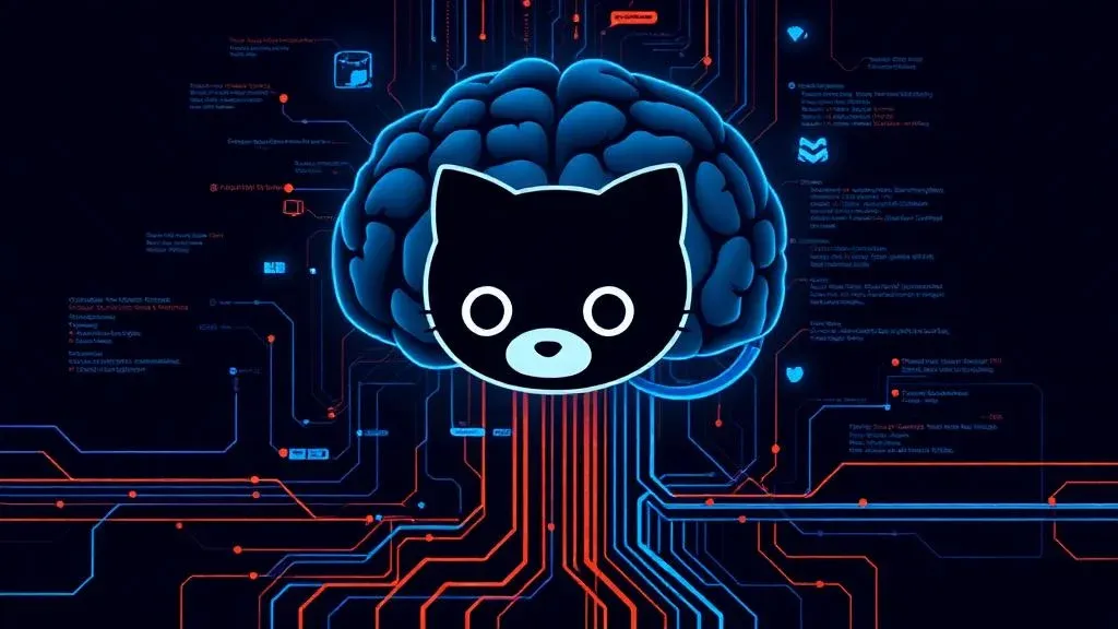 GitHub Copilot logo merging with AI data pipeline – symbolizing training data usage