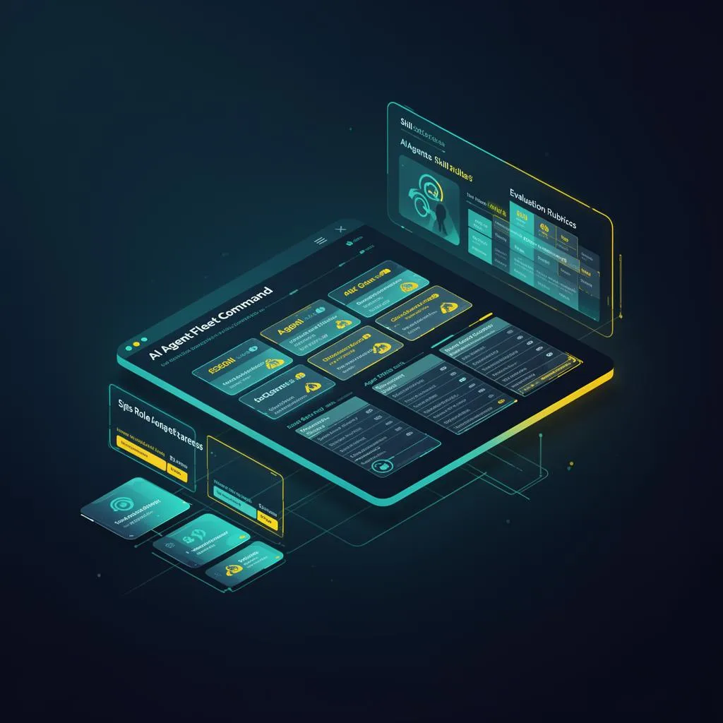 HyperAgent Fleet-Dashboard mit Skill-Cards und Eval-Rubrics