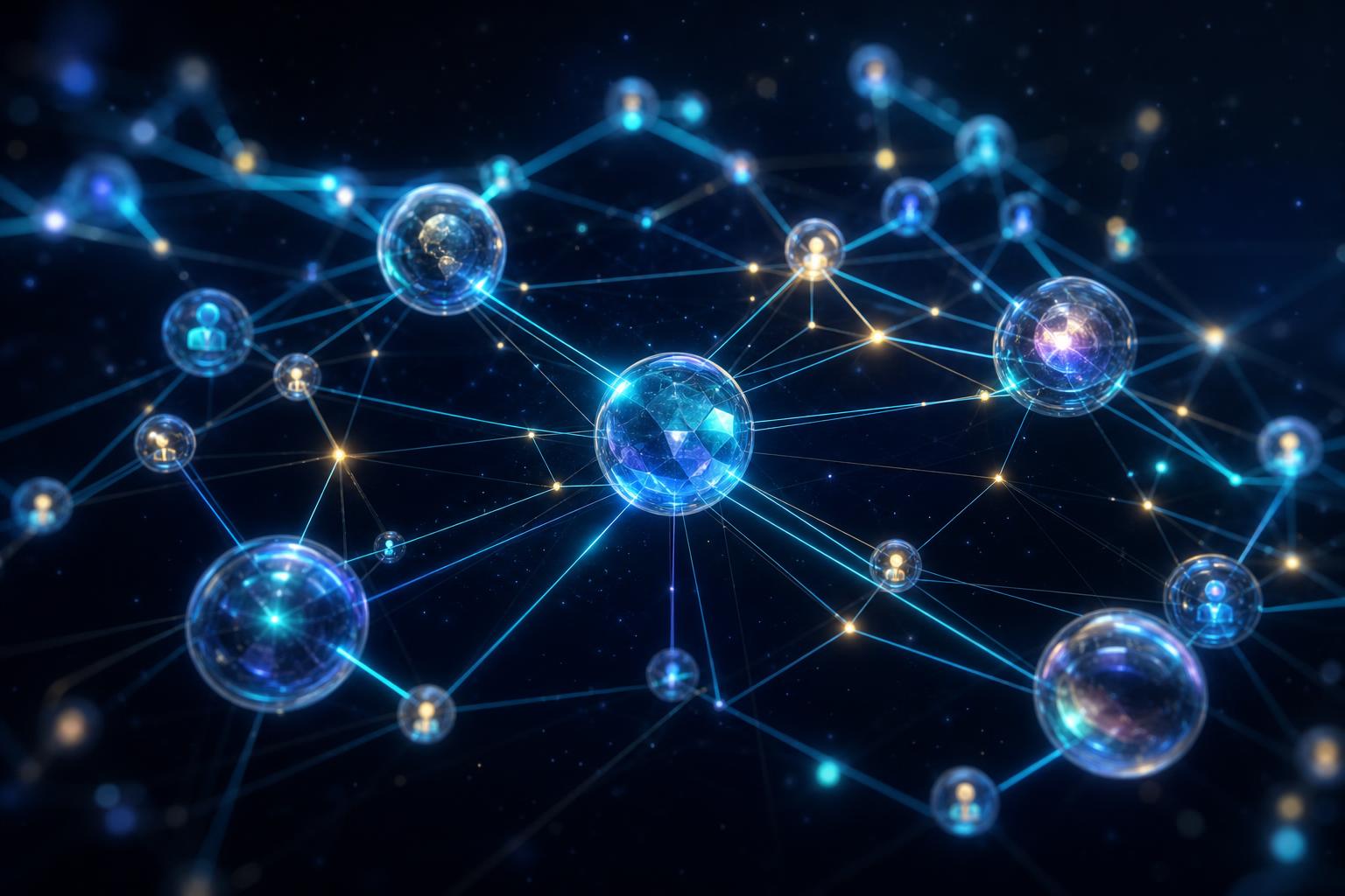Abstract visualization of a knowledge graph with nodes and connections