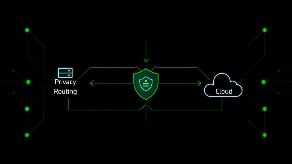 Diagramm eines Privacy Routers: lokale Modelle für sensible Daten, Cloud-Modelle für alles andere