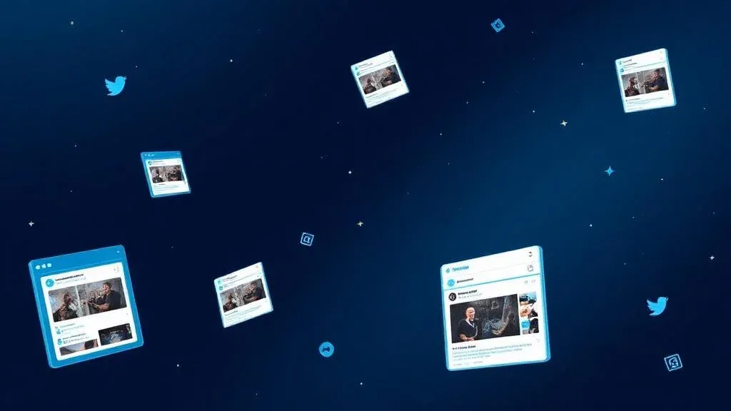 Social media preview cards with OG-Image meta tags floating in dark space
