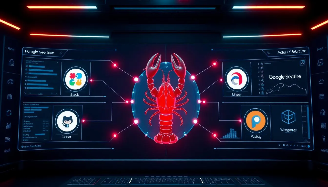 OpenClaw KI-Agent in Produktion mit verbundenen Tools wie Slack, Linear, GitHub und PostHog