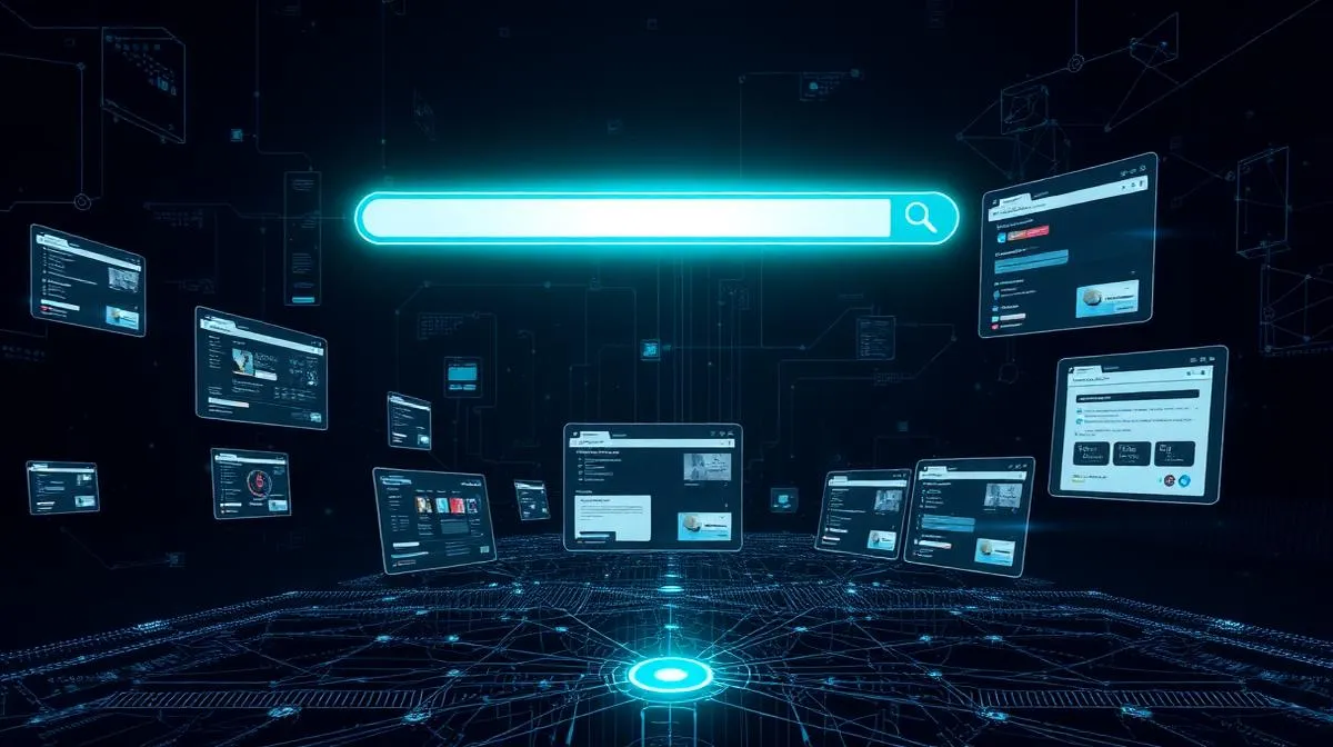 AI-powered browser interface with autonomous agent capabilities on dark background