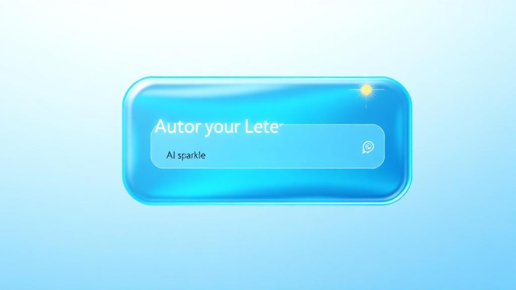 Glasmorphes Formular mit AI-Sparkle-Icon und Auto-Complete-Vorschlägen