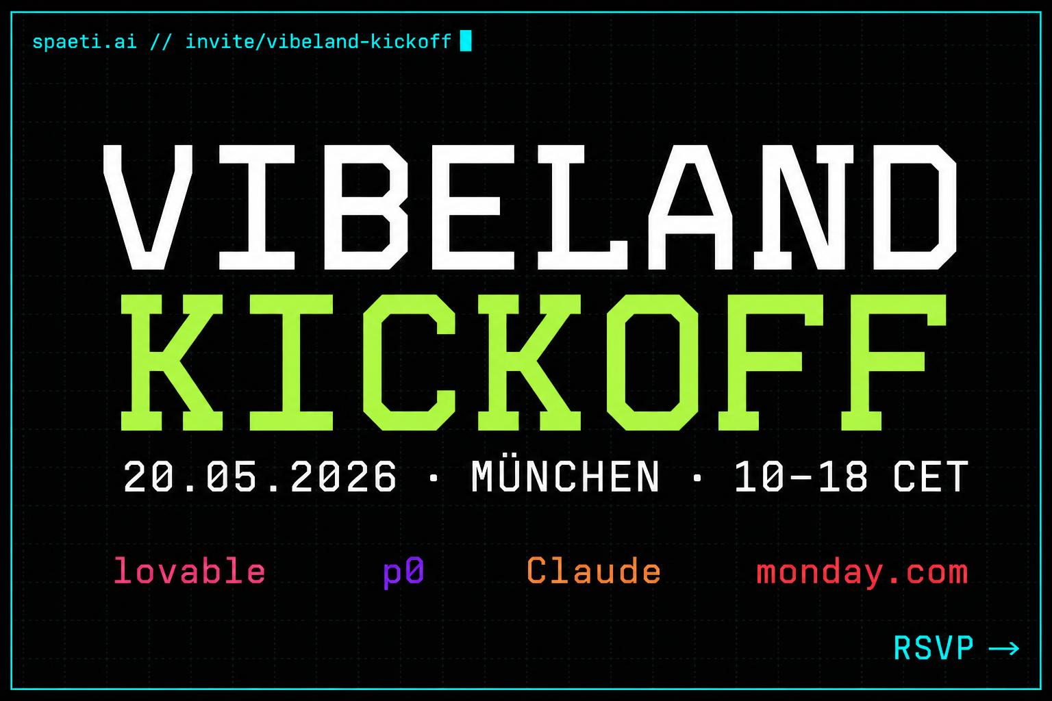 Vibeland Kickoff München – Builder auf der WERK3-Dachterrasse im Werksviertel bauen live Apps mit Lovable, p0, Claude und monday.com