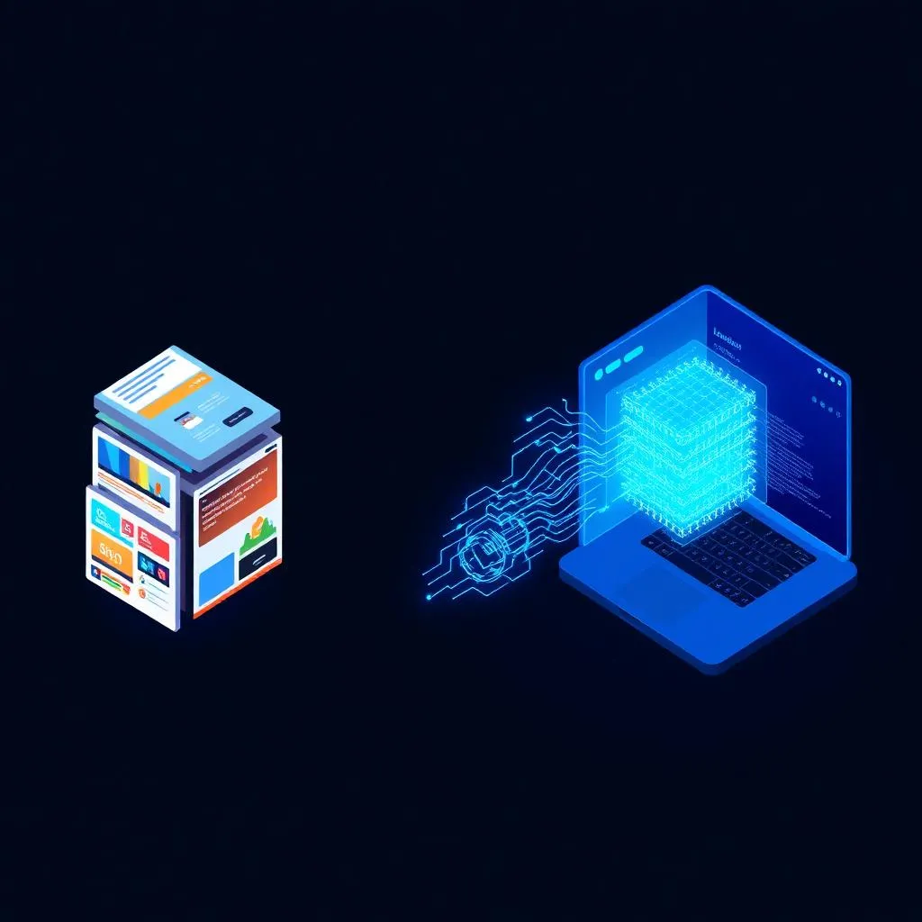 Classic drag-and-drop website builder blocks compared to an AI-native website stack